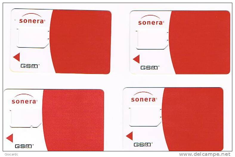 FINLANDIA (FINLAND) - SONERA (GSM) - SIM CARDS WITHOUT CHIP    -  LOT OF 4 DIFFERENT  -  RIF. 3957 - Finlandia