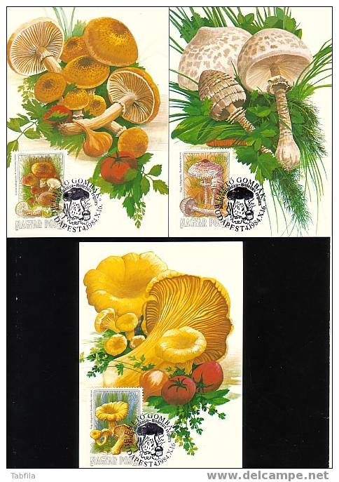 HONGRIE - 1984 - Champignons - 7 Cartes-maximum MC - Maximum Cards & Covers