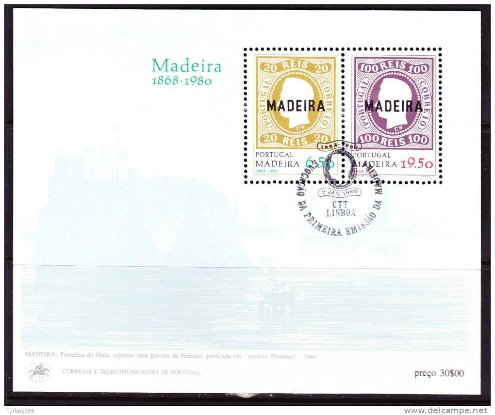 MADEIRA 1980 First Stamps 112 Years. Block-issue Mi. B 1 - Madère