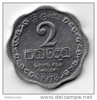 SRI LANKA 2 CENTS 1978 - Sri Lanka