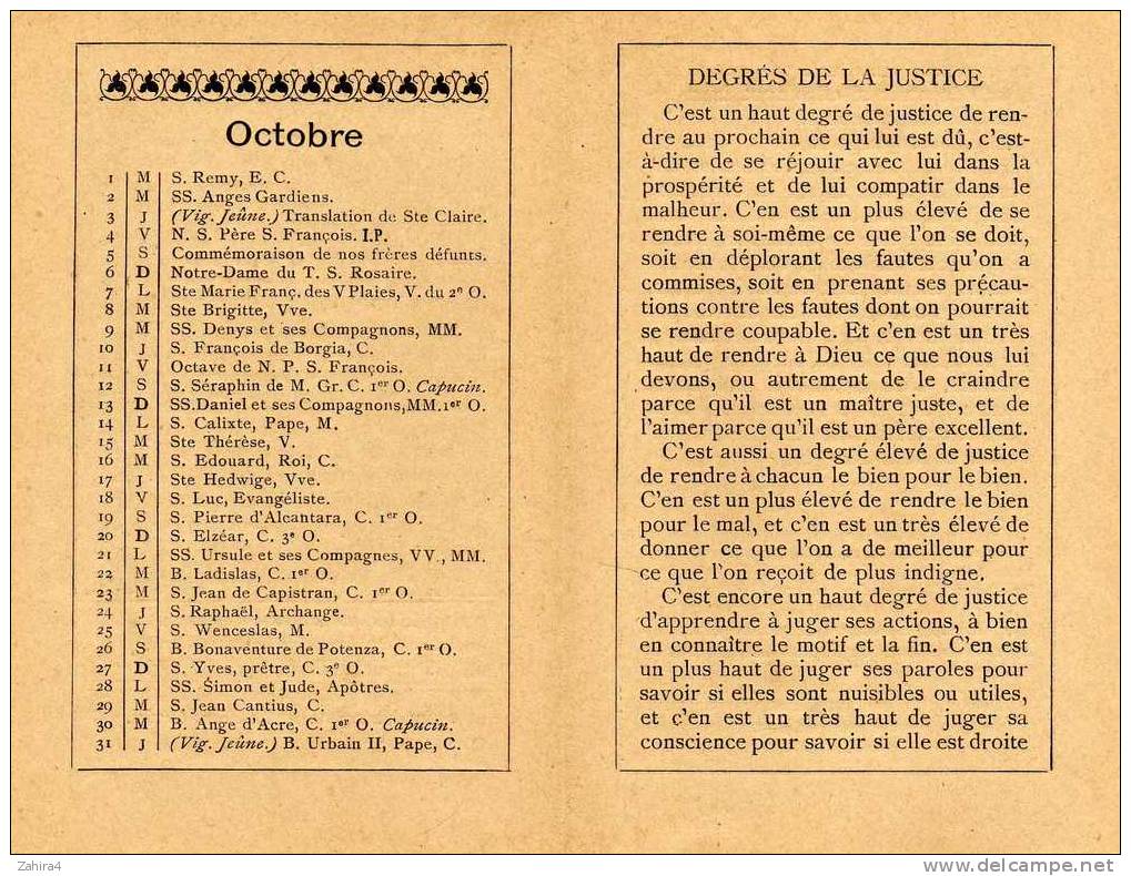 Octobre An? - Saint-Yves Pretre Du Tiers-ordre - Degres De La Justice - Tamaño Pequeño : ...-1900