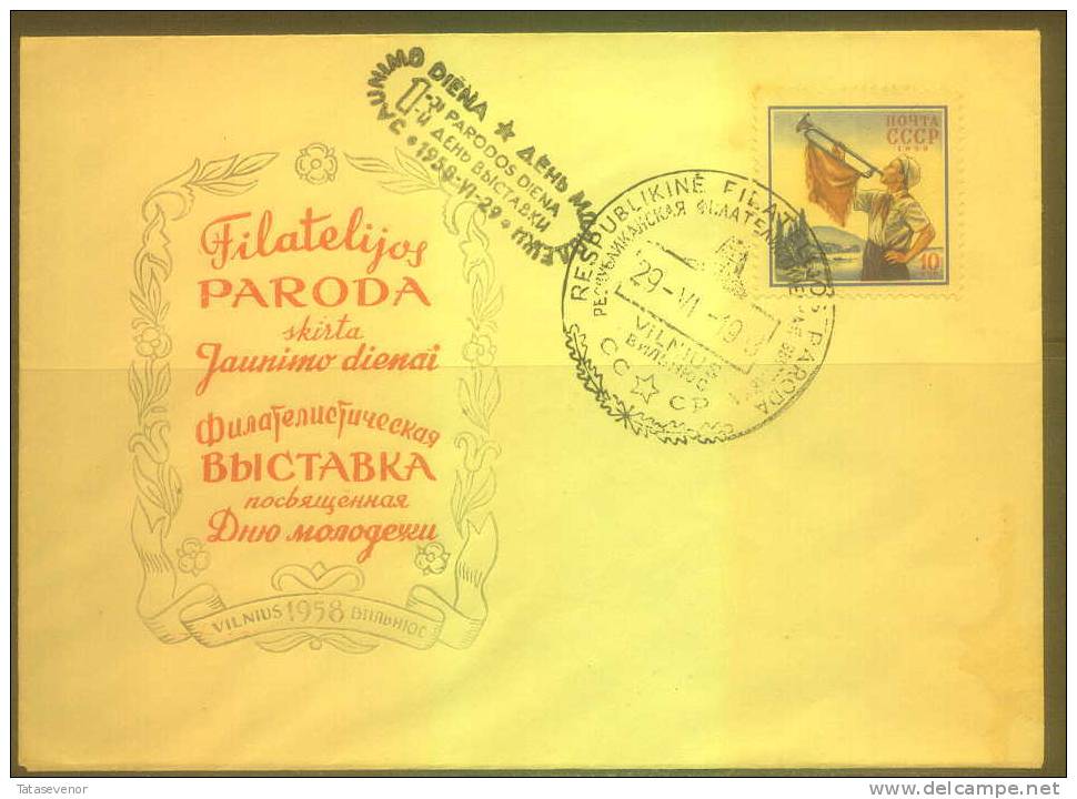 RUSSIA USSR Special Cancellation USSR Se SPEC 162a LITHUANIA Philatelic Exhibition In VILNIUS 1958 - Locales & Privées