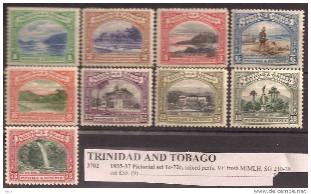 BRITISH TRINIDAD AND TOBAGO PICTORIAL SET 1 C- 72 C VIEWS FRESH M/MLH 1935-37 SG230-38 CV 55 POUNDS READ DESCRIPTION !! - Trindad & Tobago (1962-...)