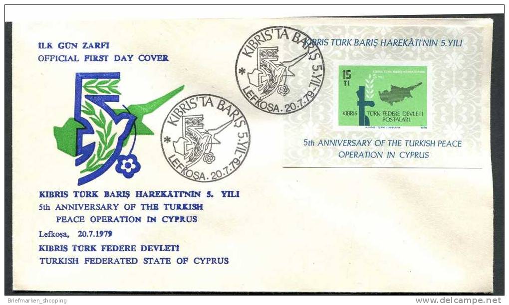 Zypern 1979 - Türkisch Zypern 1979 - Chypre Turquoise 1979 - Cyprus - Michel Block 1 - Auf FDC - Briefe U. Dokumente