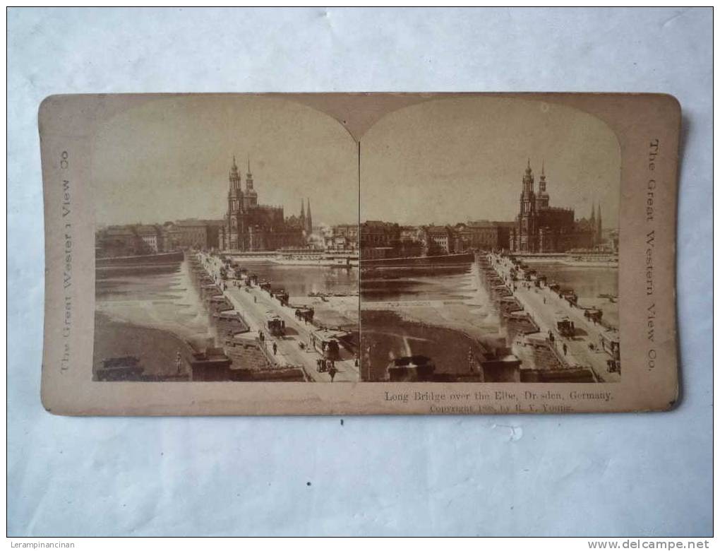 LONG BRIDGE OVER THE ELBE DRESDEN GERMANY - Cartoline Stereoscopiche