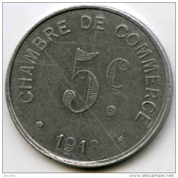 France Rouen 5 Centimes 1918 Alu - Monetary / Of Necessity