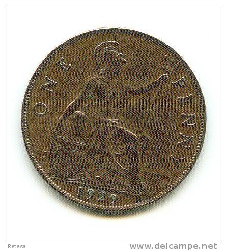 GREAT BRITAIN  1 PENNY 1929 GEORGES V - D. 1 Penny