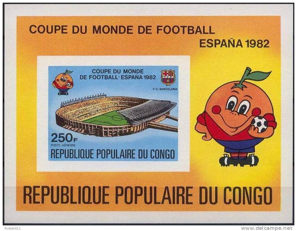 Soccer Football Fussball Congo Bl 23 Carton Imperf 1982 World Cup In Spain MNH ** - 1982 – Spain