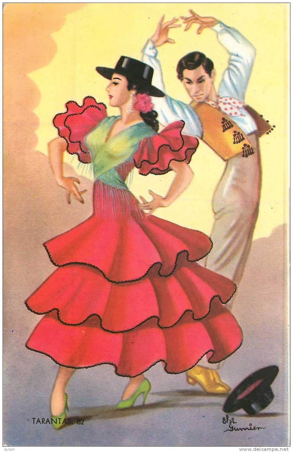 CPA   ESPAGNE Flamenco Almeria   Couple De Danseurs En Habits Régionaux   Ed F. Molina Dessin Gumier N°1301 - Almería
