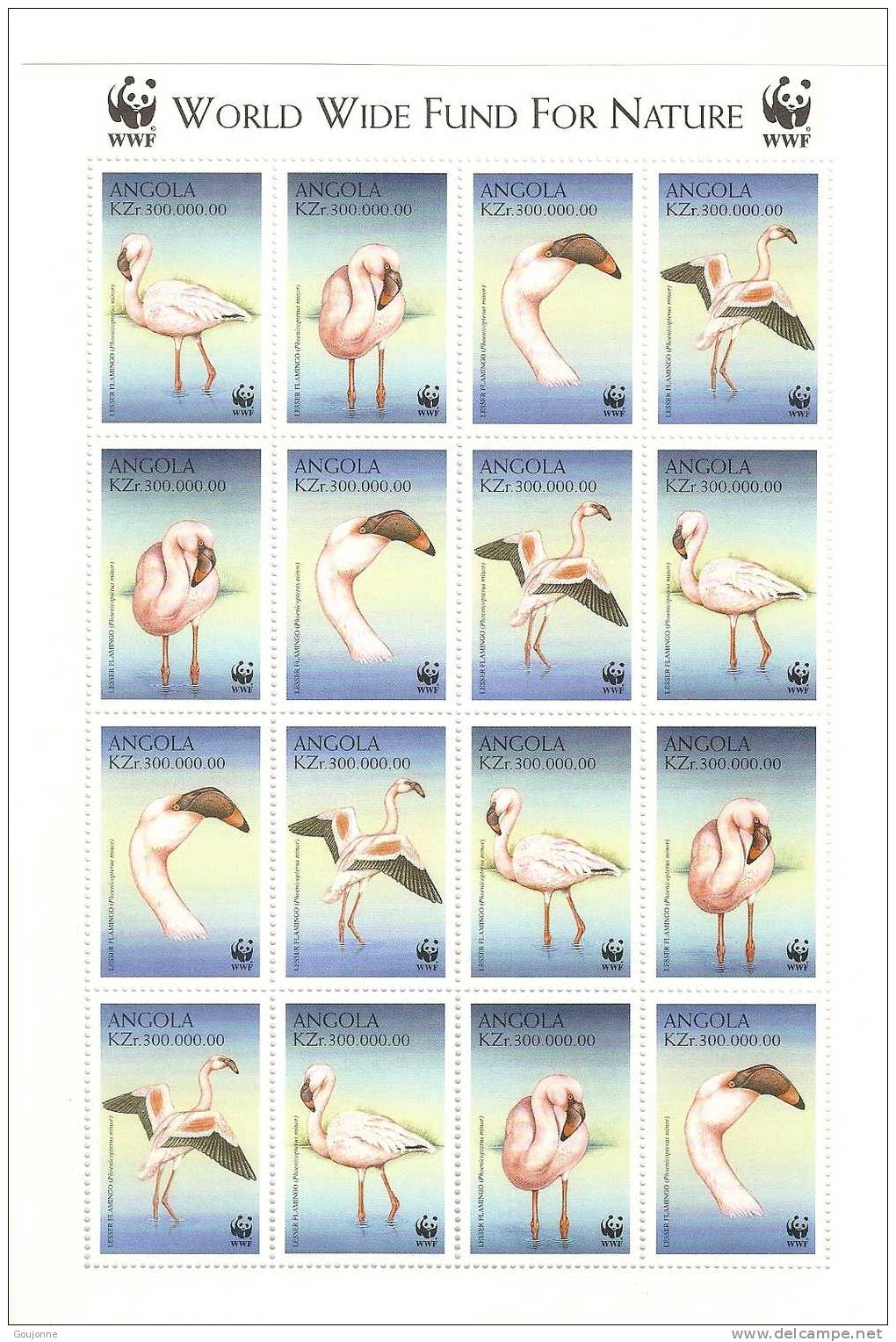 ANGOLA Faune Oiseaux Flamants Roses  1253 1256** Feuille De 4 Séries - Flamingo