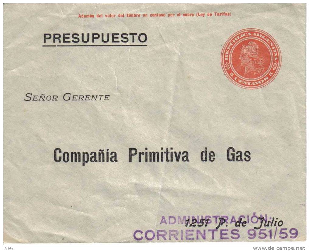 ARGENTINA ENTERO POSTAL COMPAÑÍA DEL GAS ENERGIA PETROLEO FOSIL QUIMICA - Gaz