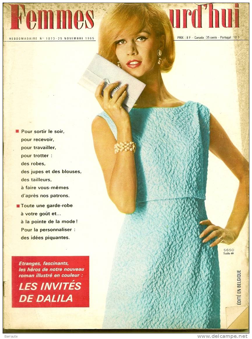 Femmes D´aujourd´hui N° 1073 Du 25/11/ 1965  Belles PUBS.  Intervew De Maressa DAWN. - Fashion