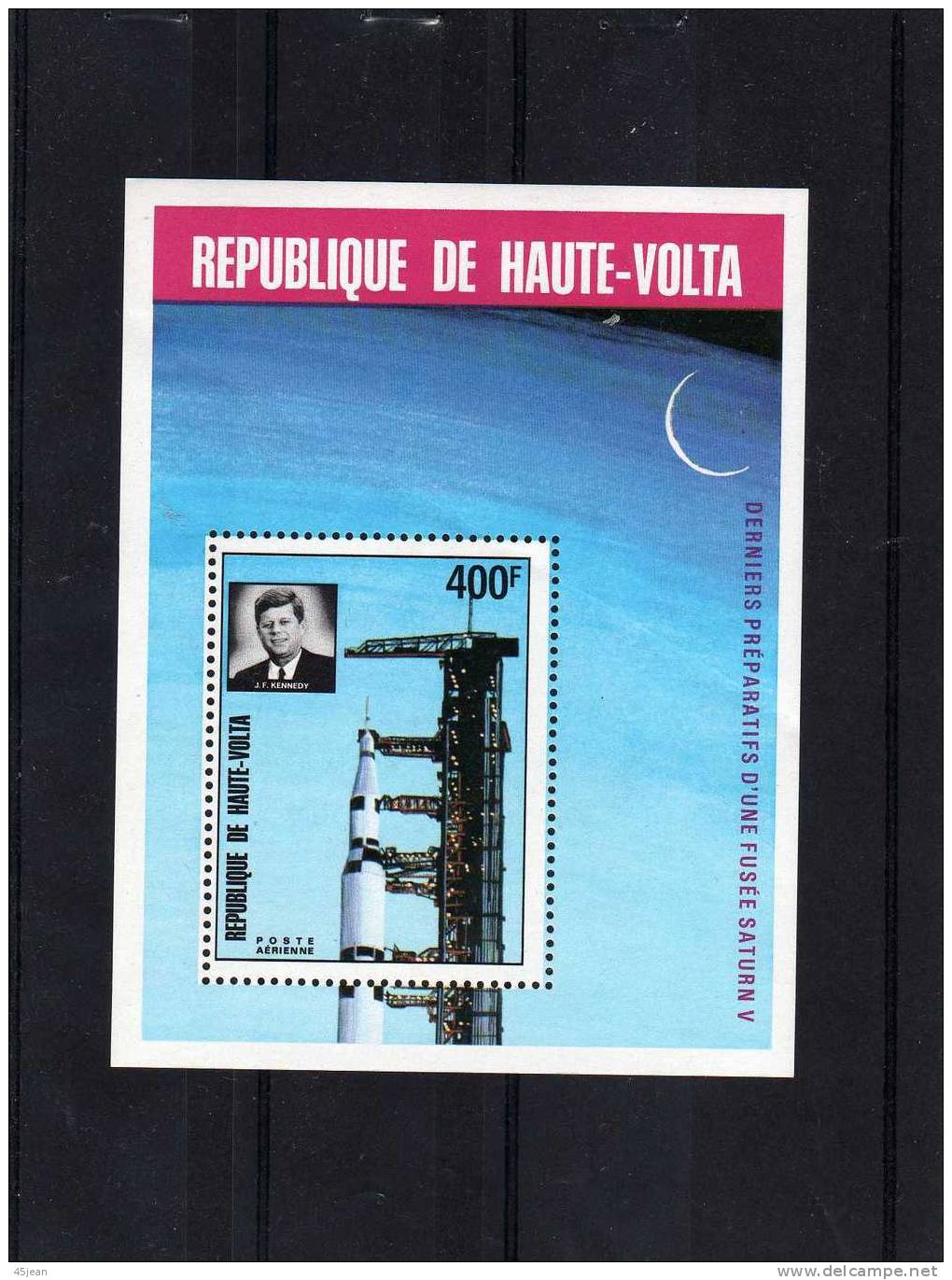 Haute-Volta: 1973 Bloc Feuillet N°50 N** J.F Kennedy "et Espace Fusée Saturne - Kennedy (John F.)