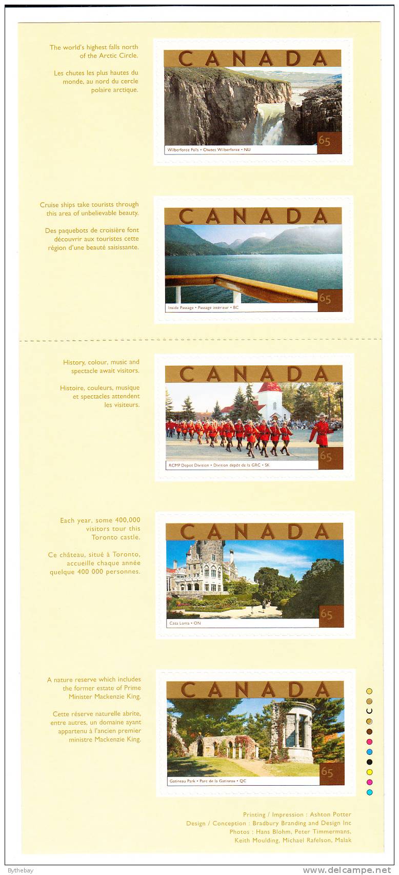 Canada MNH Scott #1989i 65c Wilburforce Falls, Inside Passage, RCMP, Casa Loma, Gatineau Park - Nuevos