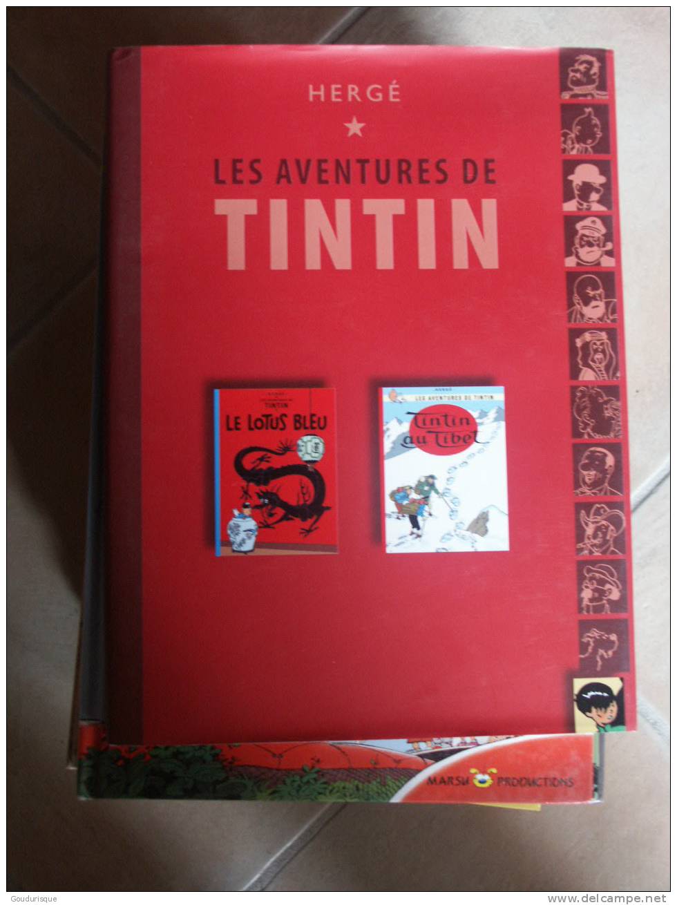 TINTIN ALBUM DOUBLE LE LOTUS BLEU/TINTIN AU TIBET AVEC JAQUETTE EDITION DE LUXE  HERGE - Tintin