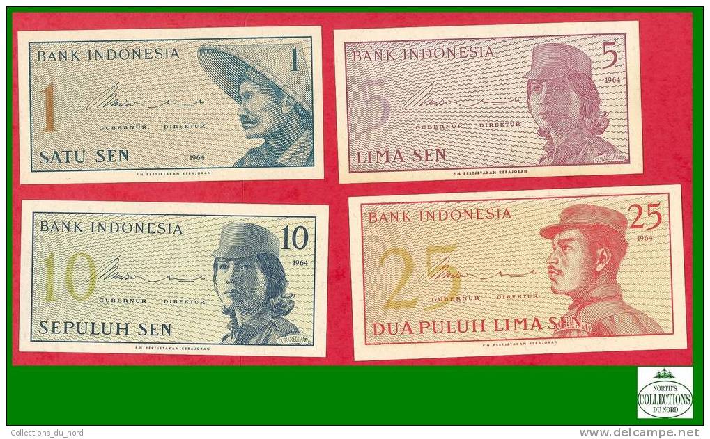 4 Indonesia Banknotes -  Paper Money / Billets Indonésie - Indonésie