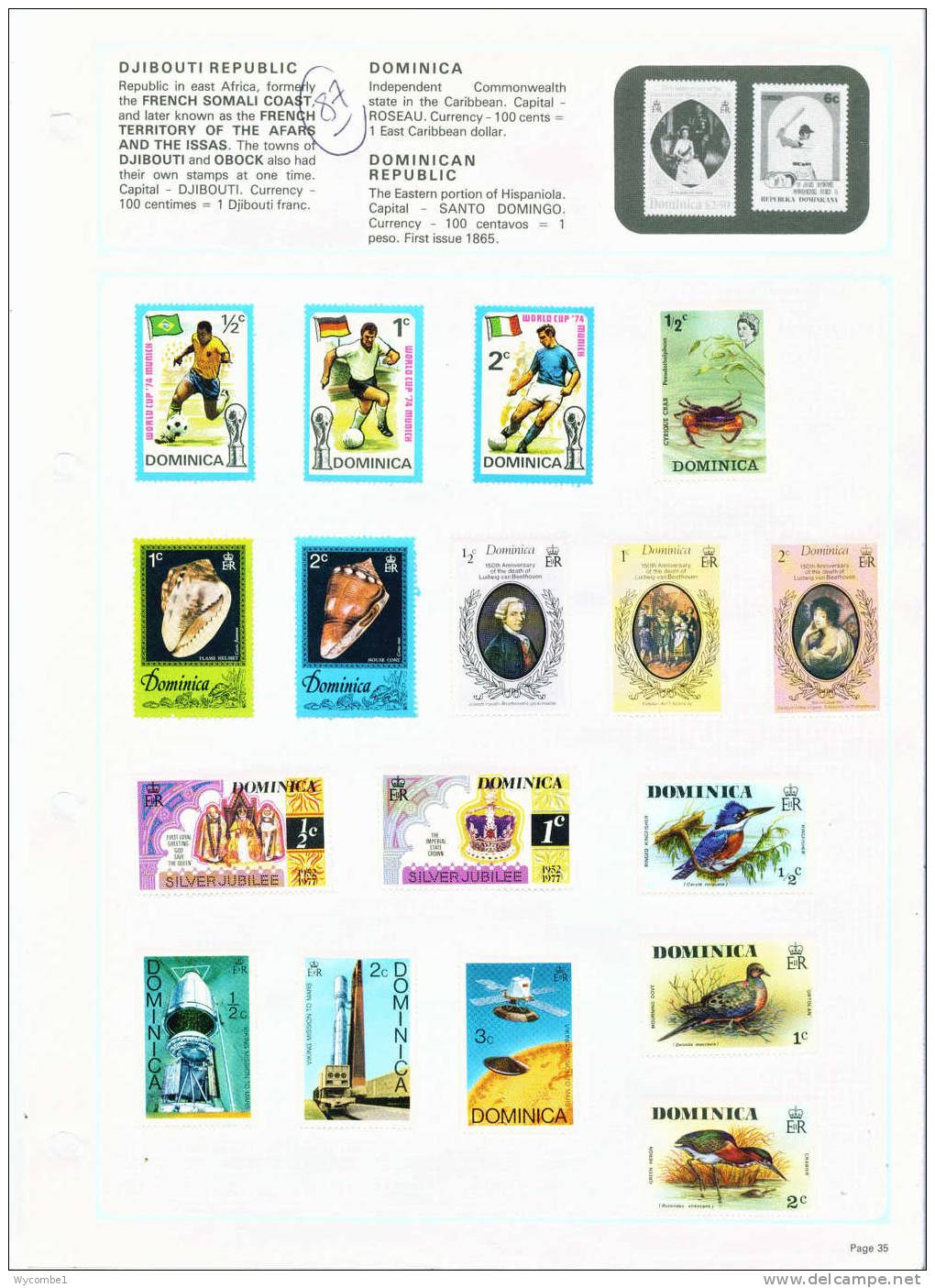 DOMINICA - Album Page Of Stamps As Scan (Clearance Lot) - Dominique (1978-...)