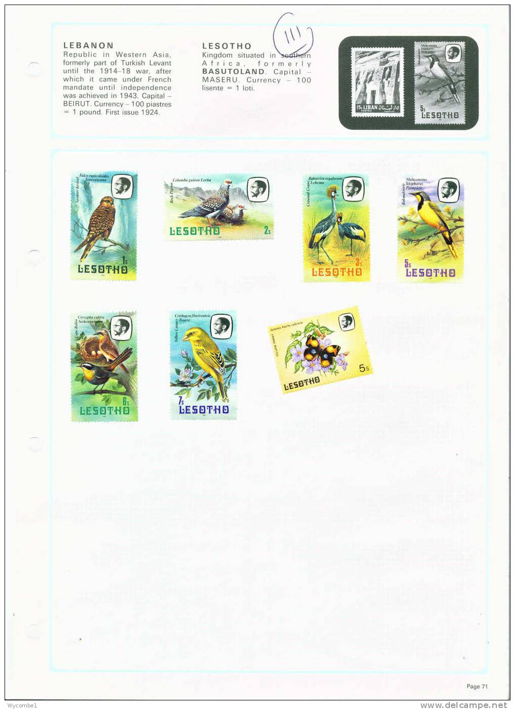 LESOTHO - Album Page With Stamps As Scan (Clearance Lot) - Lesotho (1966-...)