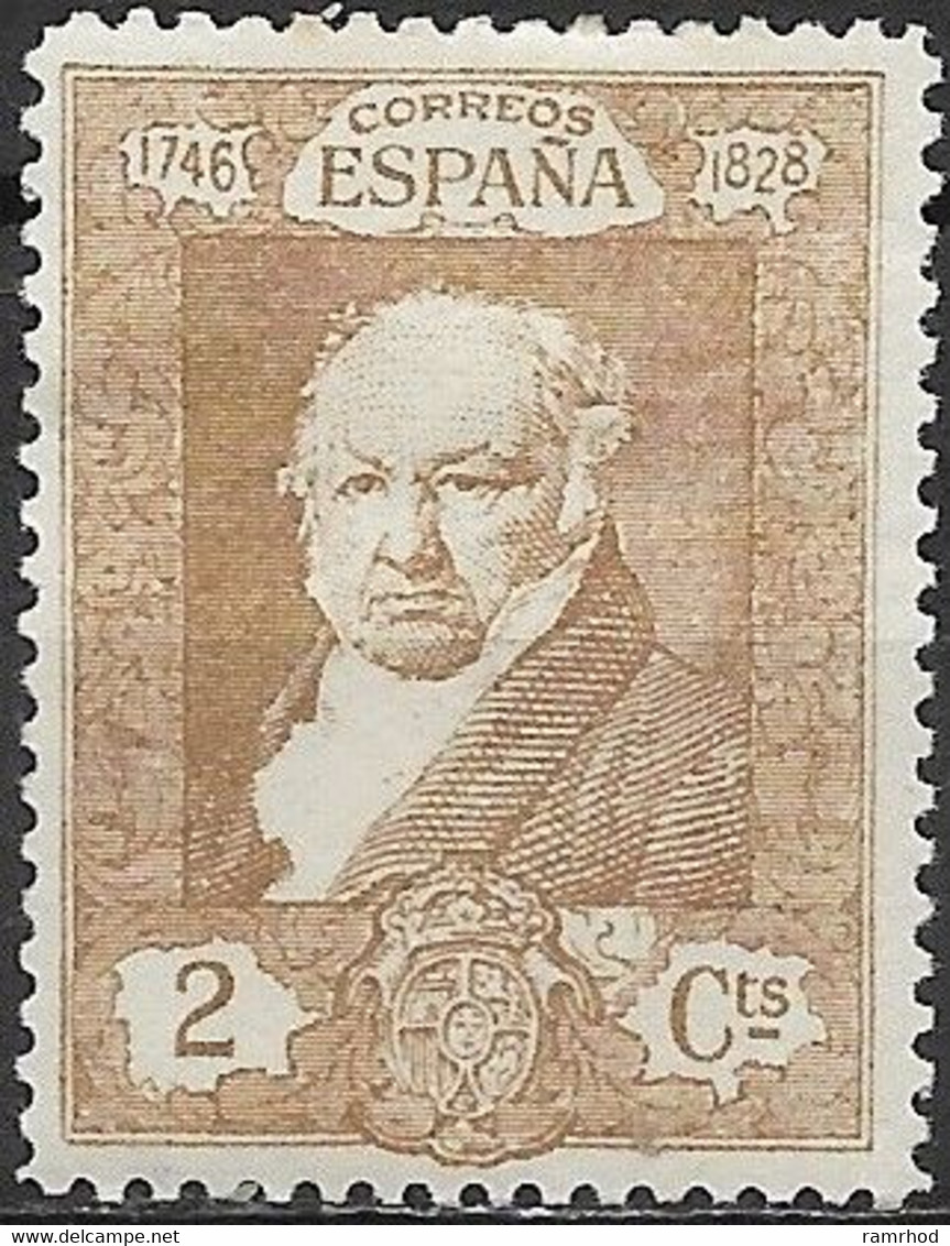 SPAIN 1930 Death Cent Of Goya (painter) - 2c Goya MH - Unused Stamps