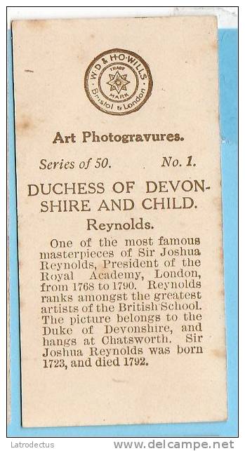 Wills - Art Photogravures (ca 1913) - 1 - Duchess Of Devonshire And Child (Reynolds) - Wills