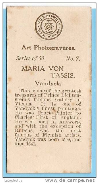 Wills - Art Photogravures (ca 1913) - 7 - Maria Von Tassis (Vandyck) - Wills