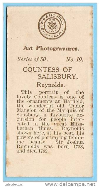 Wills - Art Photogravures (ca 1913) - 19 - Countess Of Salisbury (Reynolds) - Wills