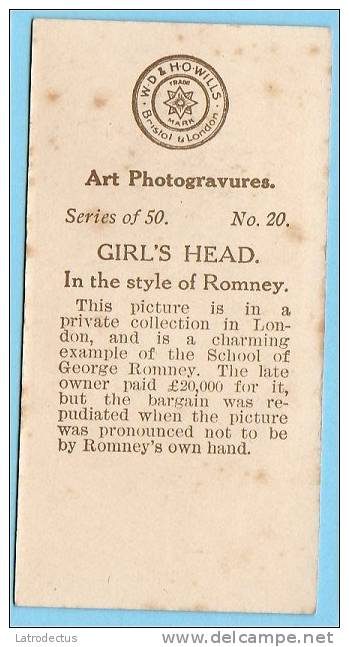 Wills - Art Photogravures (ca 1913) - 20 - Girl's Head (in The Style Of Romney) - Wills