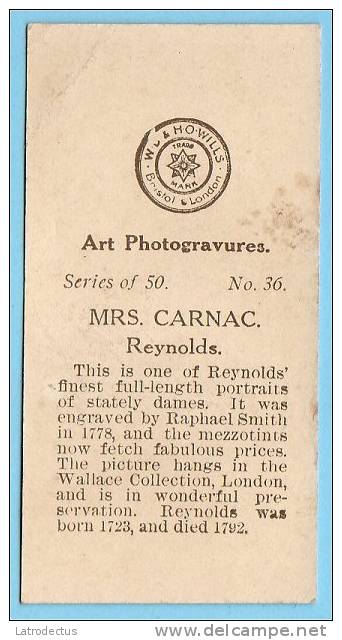 Wills - Art Photogravures (ca 1913) - 36 - Mrs Carnac (Reynolds) - Wills