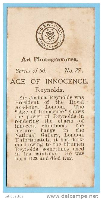 Wills - Art Photogravures (ca 1913) - 37 - Age Of Innocence (Reynolds) - Wills