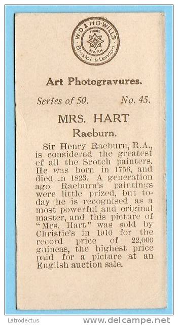 Wills - Art Photogravures (ca 1913) - 45 - Mrs. Hart (Raeburn) - Wills