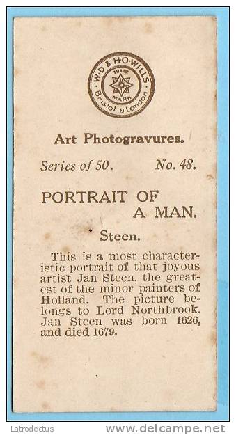 Wills - Art Photogravures (ca 1913) - 48 - Portrait Of A Man (Steen) - Wills