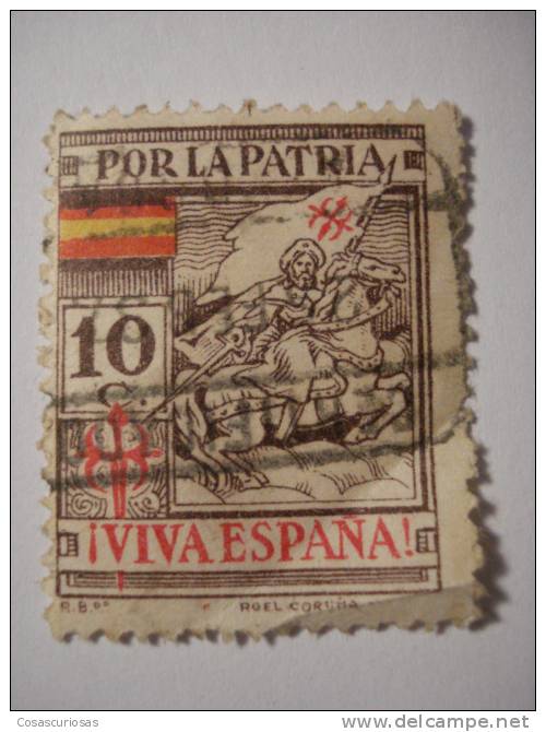 337 CORUÑA GUERRA CIVIL ESPAÑA SPAIN ESPAGNE SPANIEN VIÑETA VIGNETTE REKLAMEMARKE  WERBEMARKE - Viñetas De Fantasía