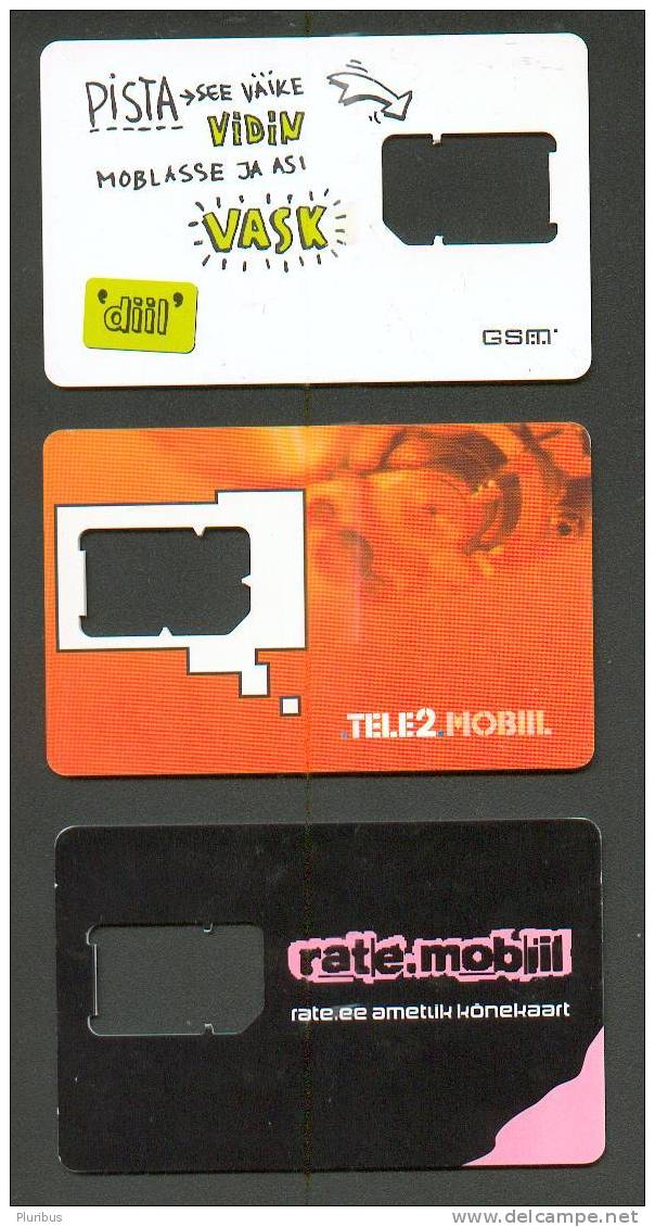 ESTONIA , THREE USED SIM-CARD CARDS - Estland