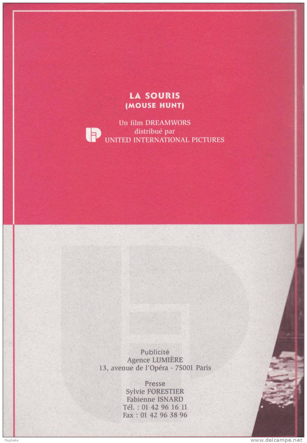 Dossier De Presse 8 Avril 1998 La Souris Mouse Hunt Dreamworks Christopher Walken Nathan Lane Lee Evans Gore Verbinski - Cinéma/Télévision