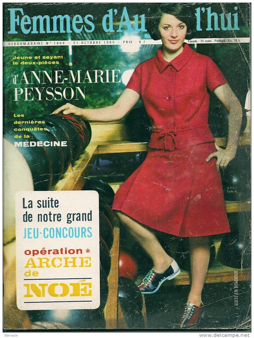 Femmes D´aujourd´hui N° 1068 Du 21/10/ 1965  Belle PUB Poupée BARBIE. Plan D´un Jouet Manége En Bois. - Fashion