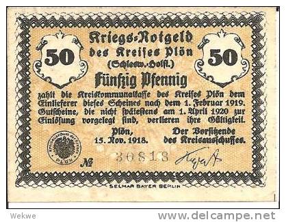 AP001c/ Notgeld Der Kreisverwaltung Plön/Schleswig-Holstein. Nov. 1918. - Administración De La Deuda