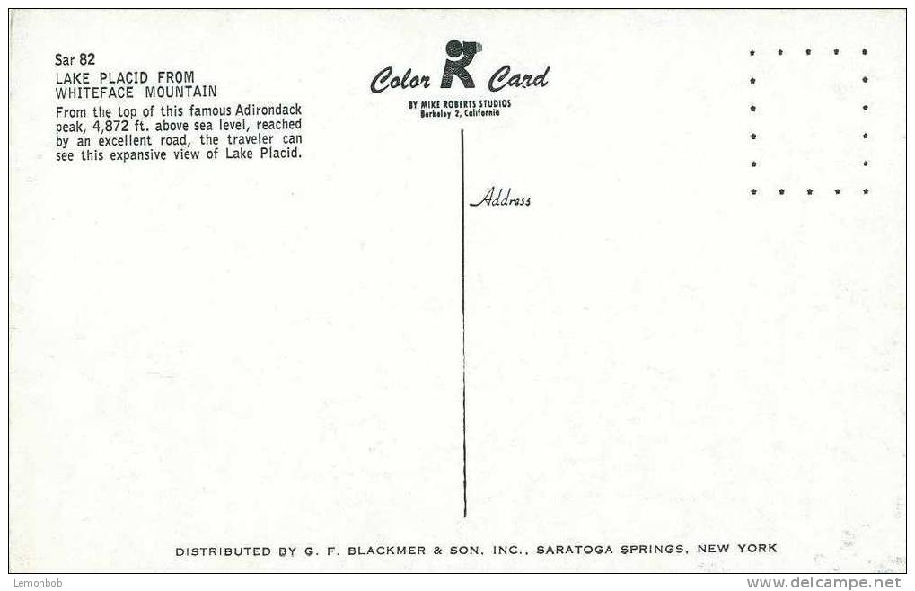 USA – United States – Lake Placid From Whiteface Mountain, Adirondack, New York 1950s Unused Postcard [P3796] - Adirondack