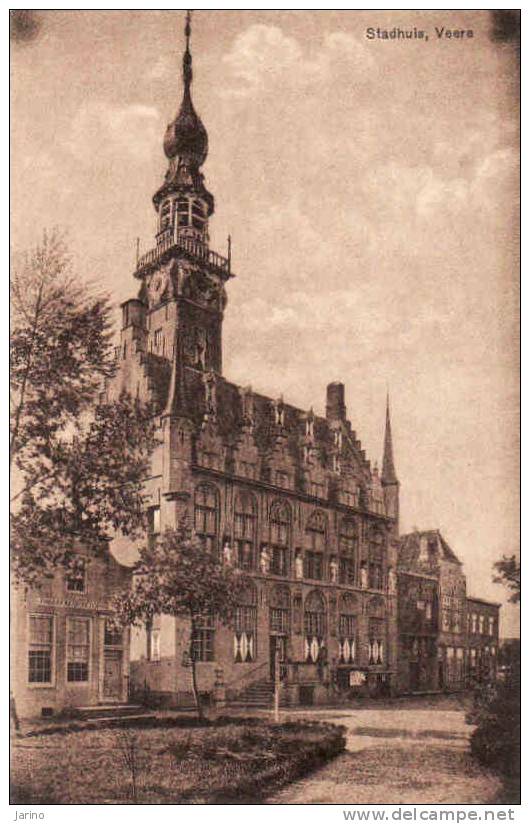 Nederland- Zeeland 1918, Stadhuis + School, Gebruikt Nee - Veere