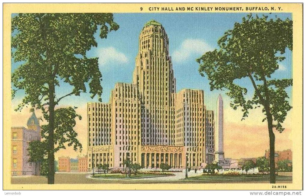 USA – United States – City Hall And McKinley Monument, Buffalo, New York Unused Linen Postcard [P3805] - Buffalo