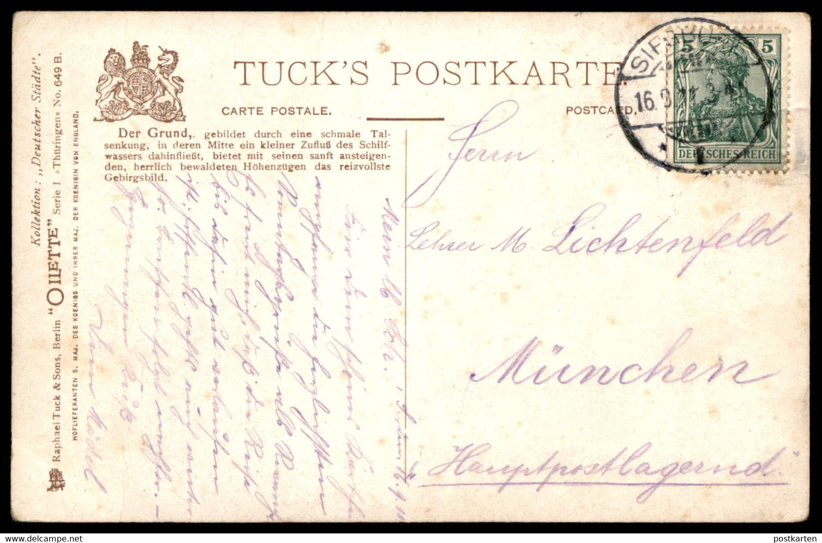 ALTE KÜNSTLER POSTKARTE FRIEDRICHRODA DER GRUND 1911 RAPHAEL TUCK'S OILETTE No. 649 B Ansichtskarte AK Postcard Cpa - Friedrichroda