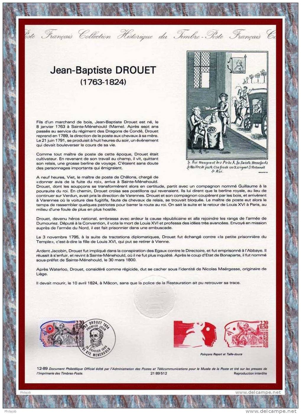 DPO 1989 Document Officiel 12-89 " JEAN-BAPTISTE DROUET " N° YT 2569 + Prix Dégressif. - Franz. Revolution