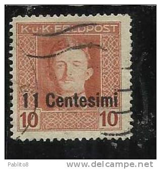 OCCUPAZIONE AUSTRIACA 1918 CENT. 11 SU 10 H USATO USED OBLITERE' - Occ. Autrichienne