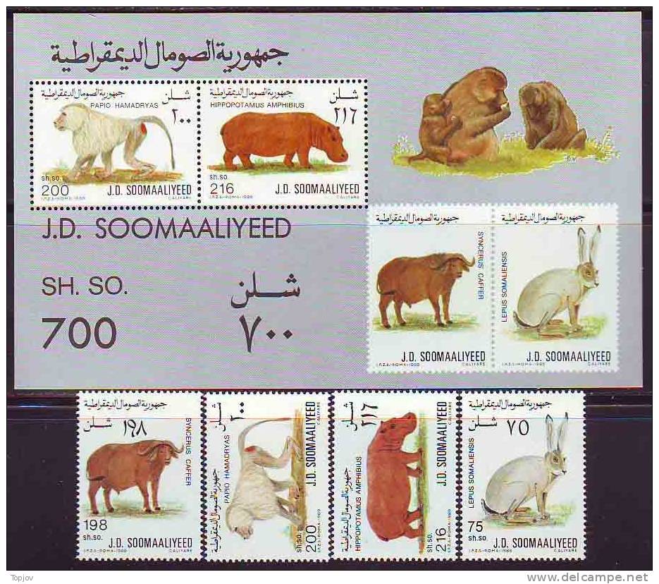 SOMALIE -  1989  - ANIMALS - RABBIT - CHIMPANZE  -  MNH** - Hasen