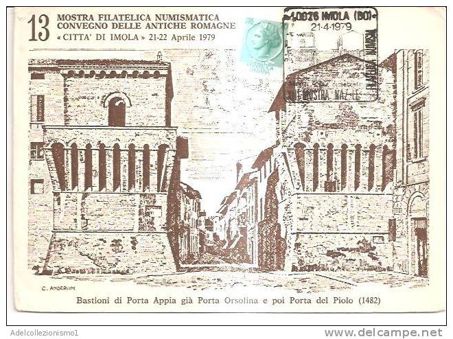 57496)cartolina Illustratoria Imola - 13à Mostra Filatelica Numismatica , Convegno Antiche Romagne - Imola