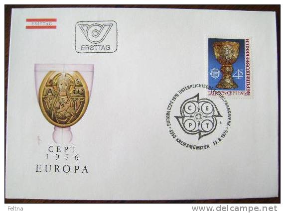 1976 AUSTRIA FDC EUROPA CEPT HANDWORK - 1976