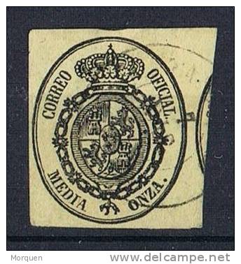 Media Onza Servicio Oficial Isabel II, 1855, VARIEDAD Color,  Edifil Num 35pa º - Used Stamps