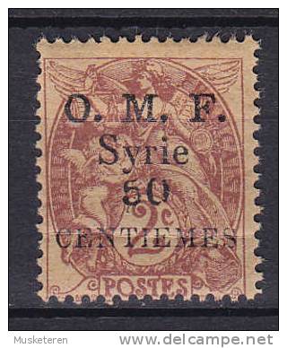 Syria 1920 Mi. 130     50 C Auf 2 C Allegorie Overprinted O.M.F. Syrie CENTIEMES MH* - Altri & Non Classificati