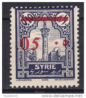 Syria 1928 Mi. 309     5 P Auf 0.10 P Hamah Minarett Der Nuri-Moschee Overprinted MH* - Sonstige & Ohne Zuordnung