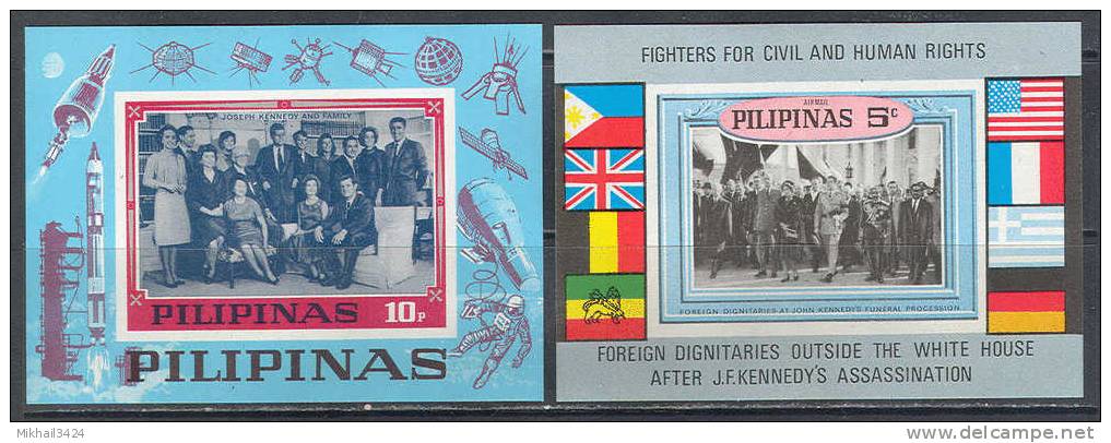 2279 ✅ Space Raumfahrt Kennedy Memoriam 1968 Philippines 2S/s MNH ** Imperf Imp UNISSUED - Asia