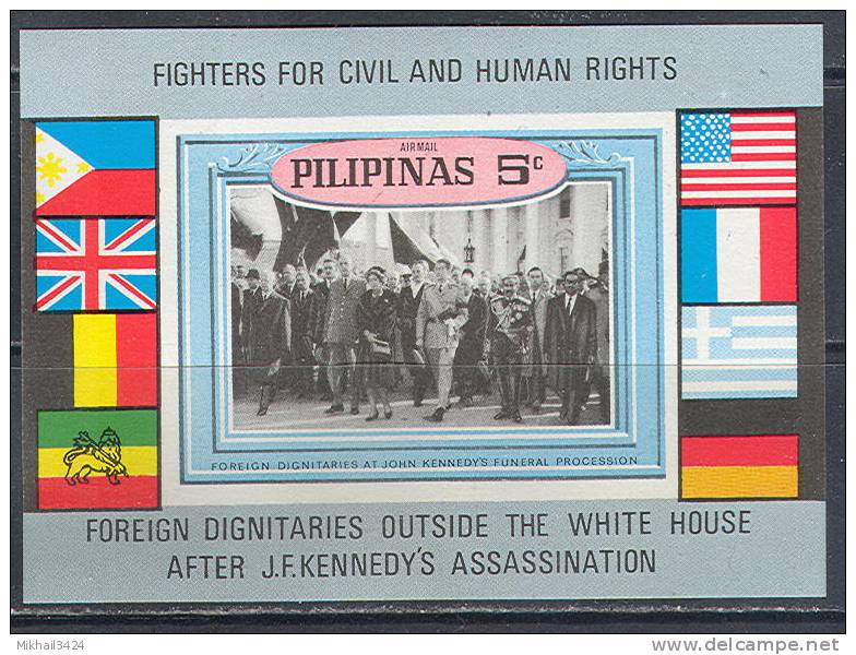 2279 ✅ Space Raumfahrt Kennedy Memoriam 1968 Philippines 2S/s MNH ** Imperf Imp UNISSUED - Asia